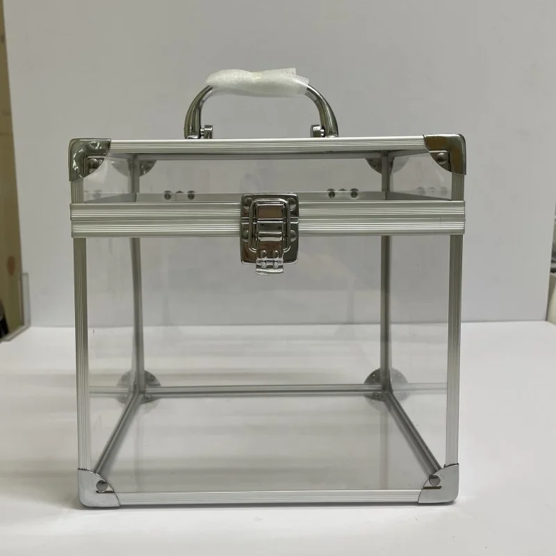 Clear Train Case Acrylic Carrying Case Transparent Organizing Box for Crown, Cosmetics, Arts And Crafts, Tools And Toys
