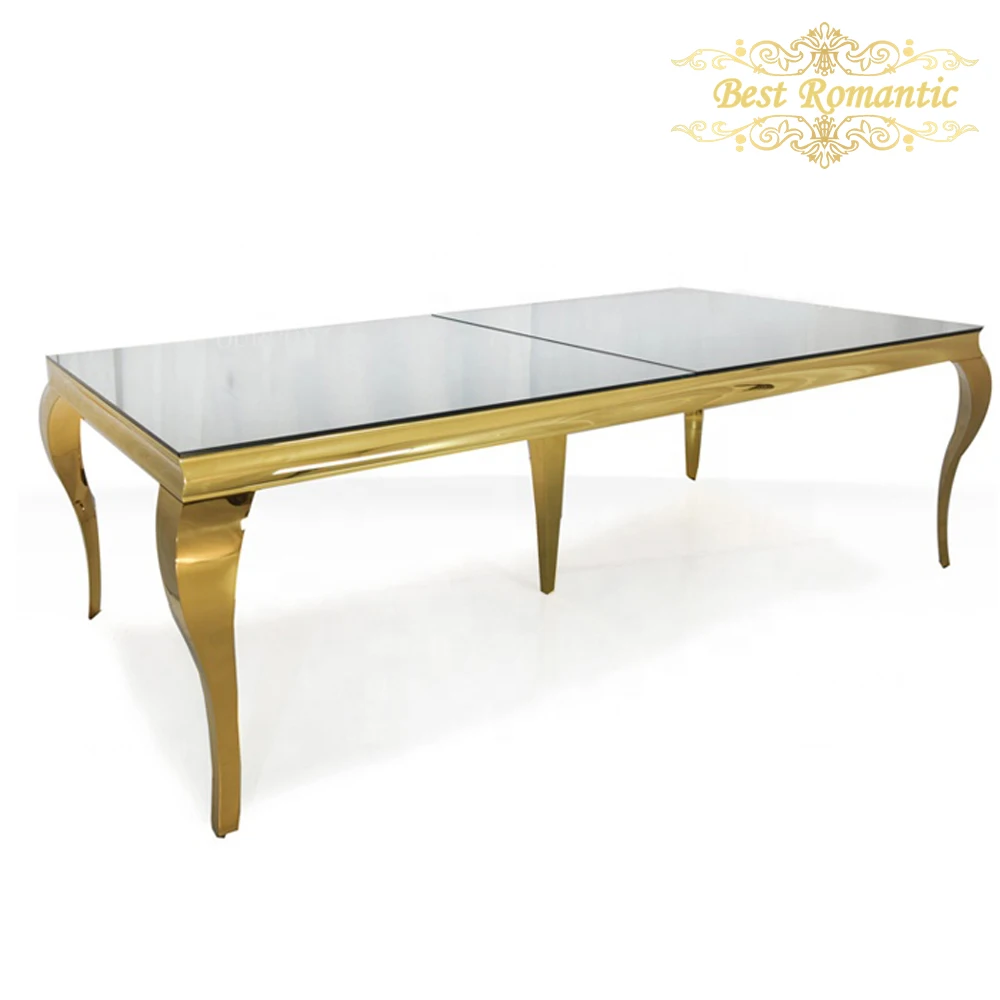 Modern Stainless Steel Dining Table for 10 for Hotel Wedding Party Outdoor Banquet Living Room Most Popular for Events