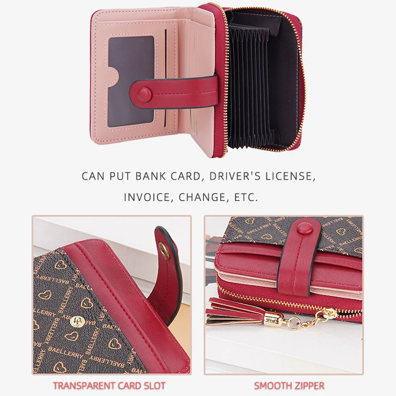 Wallet Women Luxury Famous Brand Pu Leather Printed Tassel KeyChains With Wallets Ladies Short Change Purse Wallet