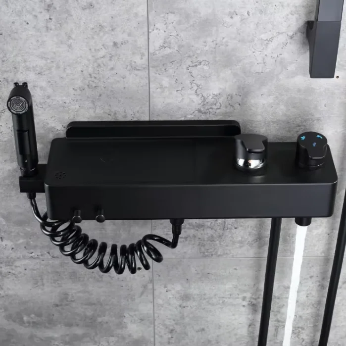 Новый дизайн душевой набор черный цвет душевая арматура с распылителем смеситель для душа