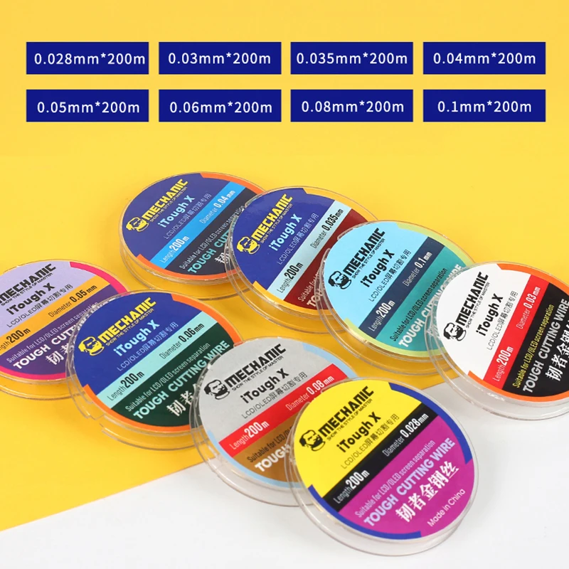 MECHANIC High Hardness Alloy Steel Diamond Cutting Wire  iTough X Line For Phone LCD Screen Separation Tool 0.028mm-0.1mm 200m