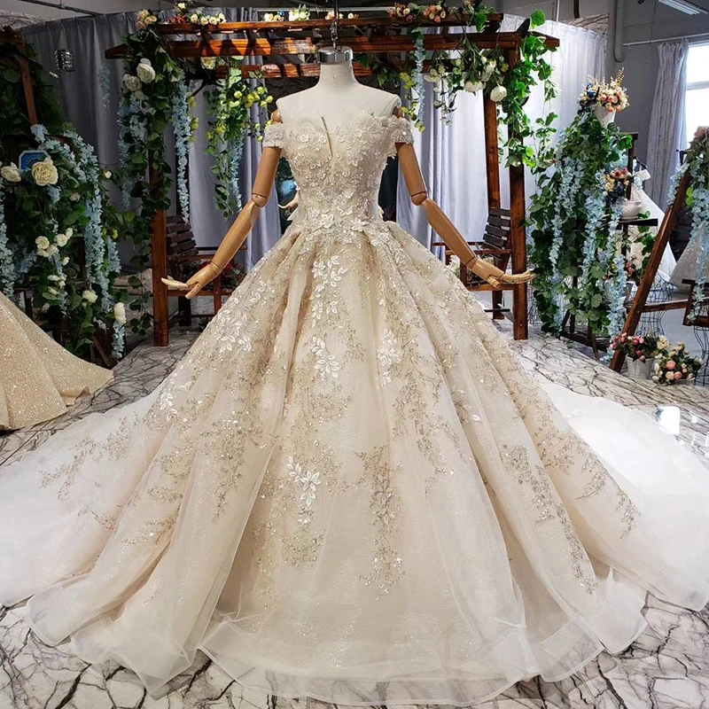 Элегантные свадебные платья HTL705 jancдекабря с открытыми плечами и аппликацией собор/Королевский Шлейф