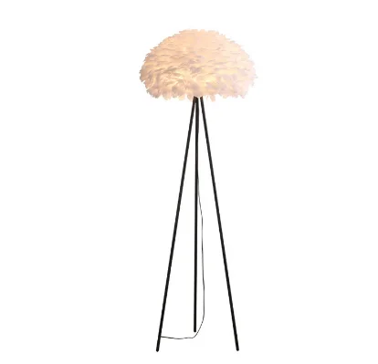 Northern Ostrich High Quality Design Natural Standing Feather Column Led Light Table Lamp Tree Home Corner Decoration Indoor