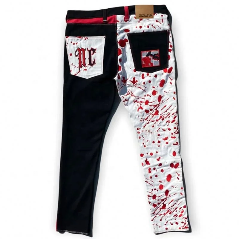 wholesale 2022 fashion wear popular streetwear mens jeans slim zipper 4 colors patchwork skinny jeans pant