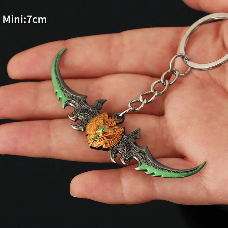 2025 keychains best sales!! Lich King Alsace Frostmourne sword Knife Ax Toy Weapons 9 cm Metal valentines day alloy keychain