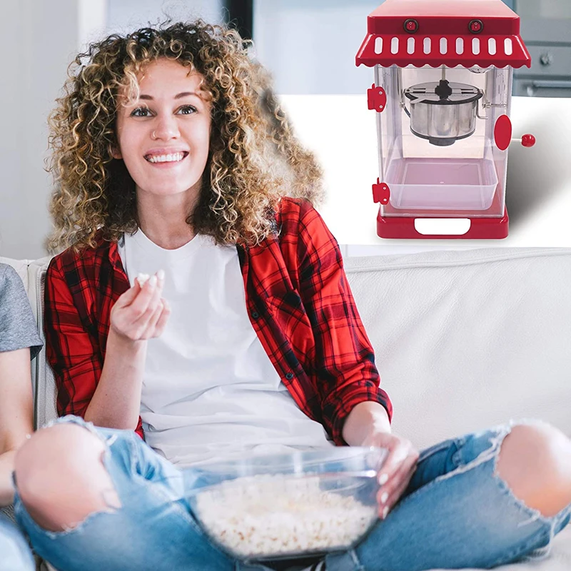 Retro Large Healthy without Oil Fat-free Household Homemade Hot Air Electric Popcorn Maker Machine for Home
