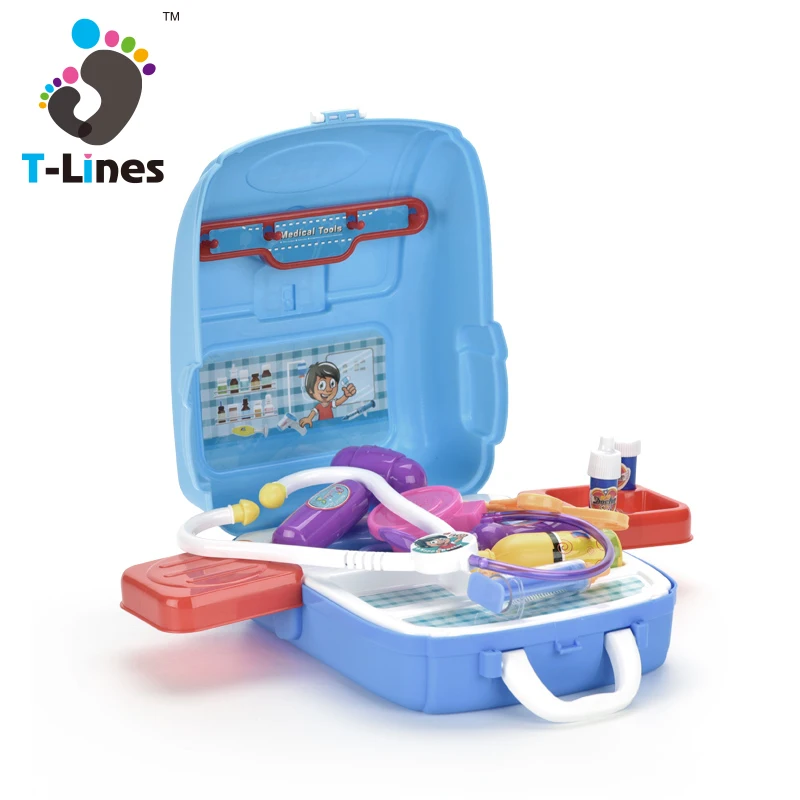 2021 Kids house pretend play medical backpack 14 piece doctor tool toy set for boys