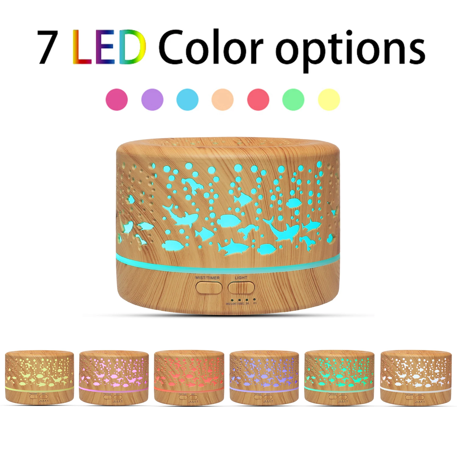 New products 2022 unique ultrasonic air humidifier air purifier essential oil mist 500ml wood grain aroma diffuser