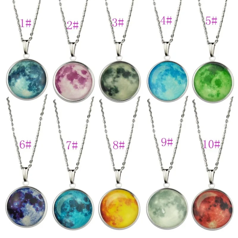  Luminous Glow In Dark Moon Pendant Space Star Galaxy Universe