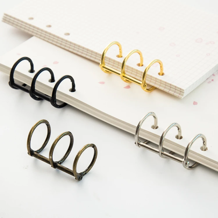 Metal Plated Loose Leaf Book Binder Hinged Ring Binding Rings Nickel Desk Calendar Circle 3 rings For Card Key Album