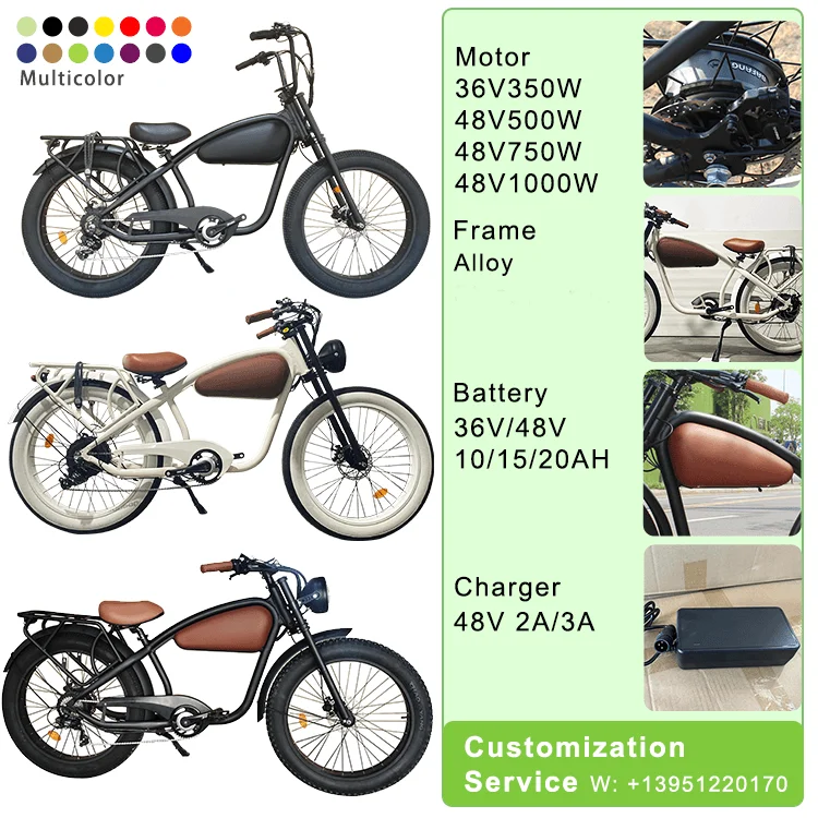 Popular 26 Inch Retro Electric City Bicycle High Power Fat Tire Ebike Adults Electric Mountain Bike Vintage Ebike Long Saddle