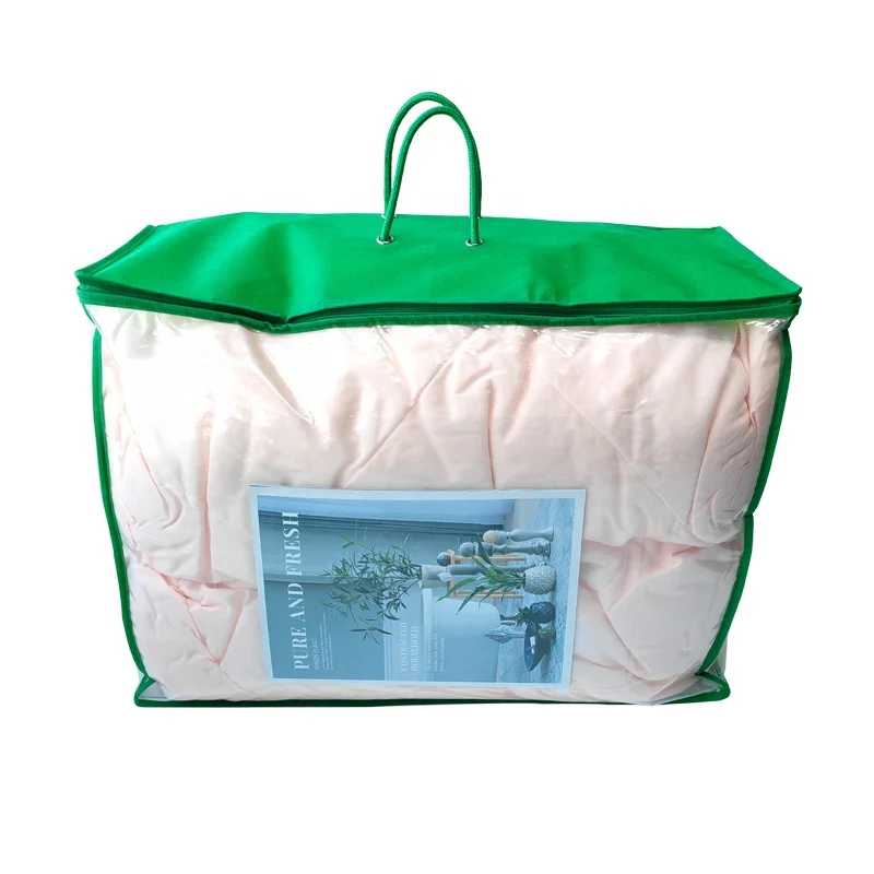 Folding PVC clear quilt storage bags Customised Pvc Bedding Bags pillow clothes with handles packaging bag