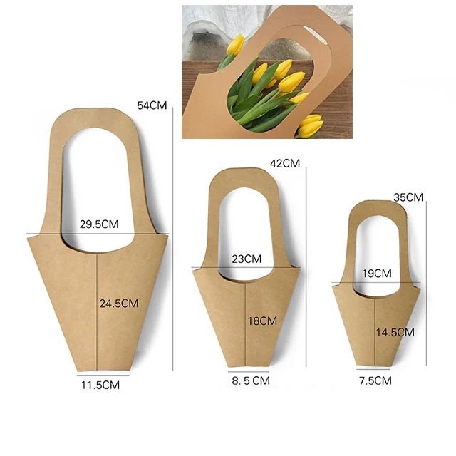Lover Kraft Flower Paper Bag Flower Carrier Bouquet Gift Bag Custom