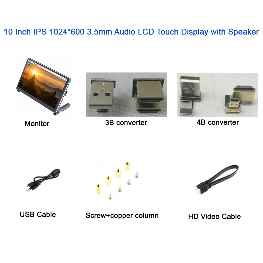 7 Inch IPS/TN 1024*600 Advertising LCD Screen Display mini PC Capacitive Touch Monitor HD Module with AIDA64 Raspberry Pi 4 3B+