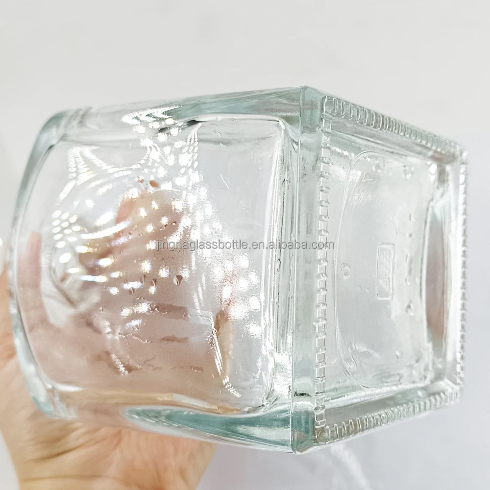 JINGNA Soy Ink Recyclable 750ml cube glass packaging containers wine bottle luxury vodka liquor Whisky glass bottles