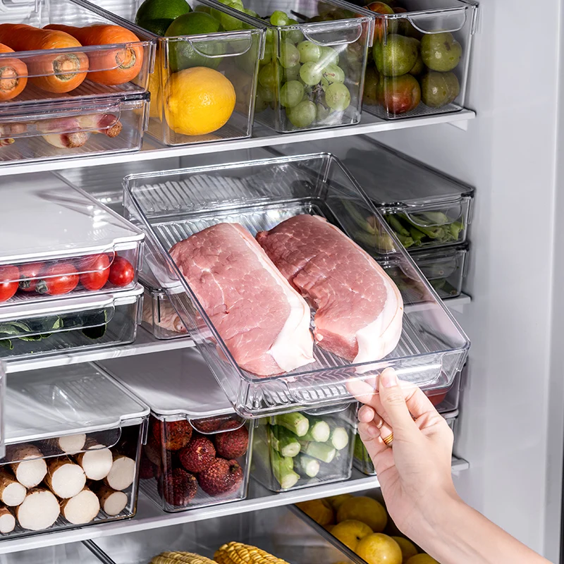 2023 hot sell plastic stackable Transparent food fruit storage containers for kitchen fridge organizer