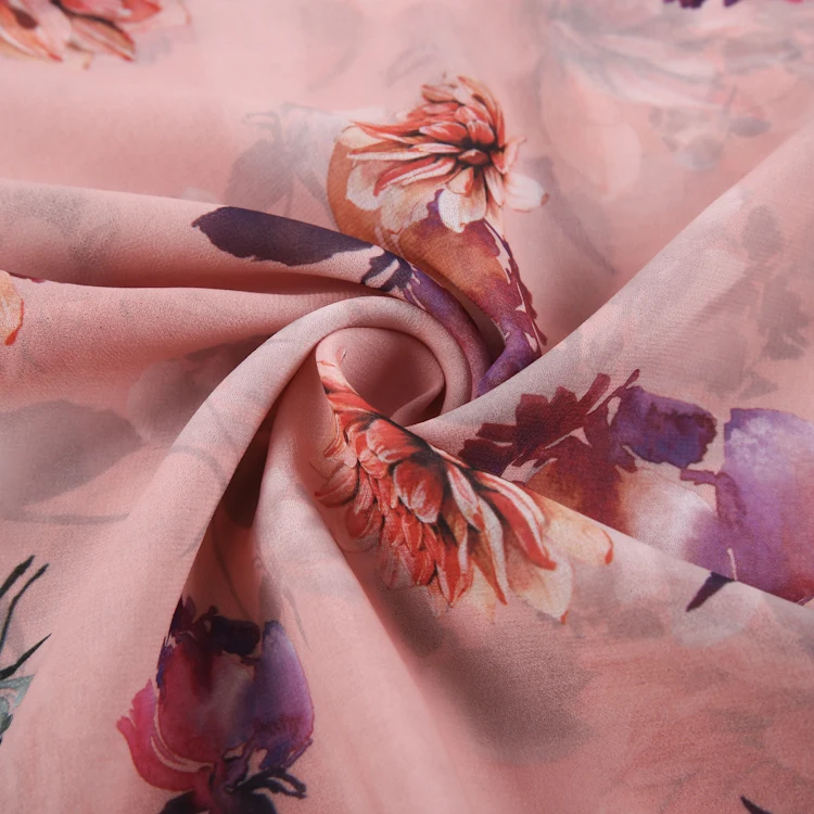 2021 new designs customized colors and styles 75Dx75D polyester pearl printed chiffon fabric for hijabs