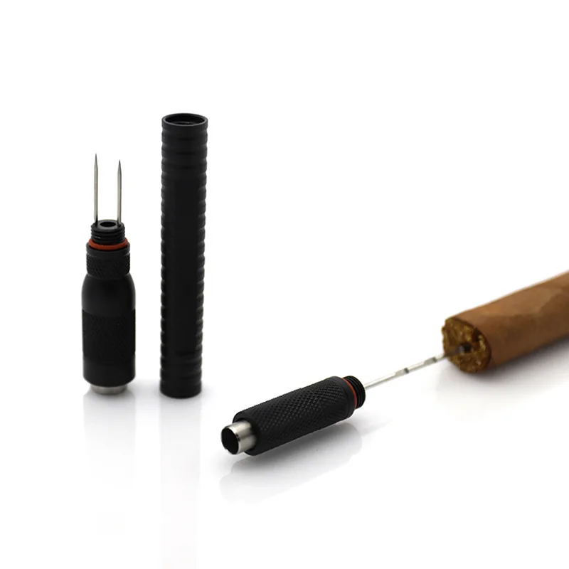 custom logo Metal cigar punch Tool Smoker Portable Dredge Drilled Cigar Hole Punch Cutter Sharp Cigar Needles
