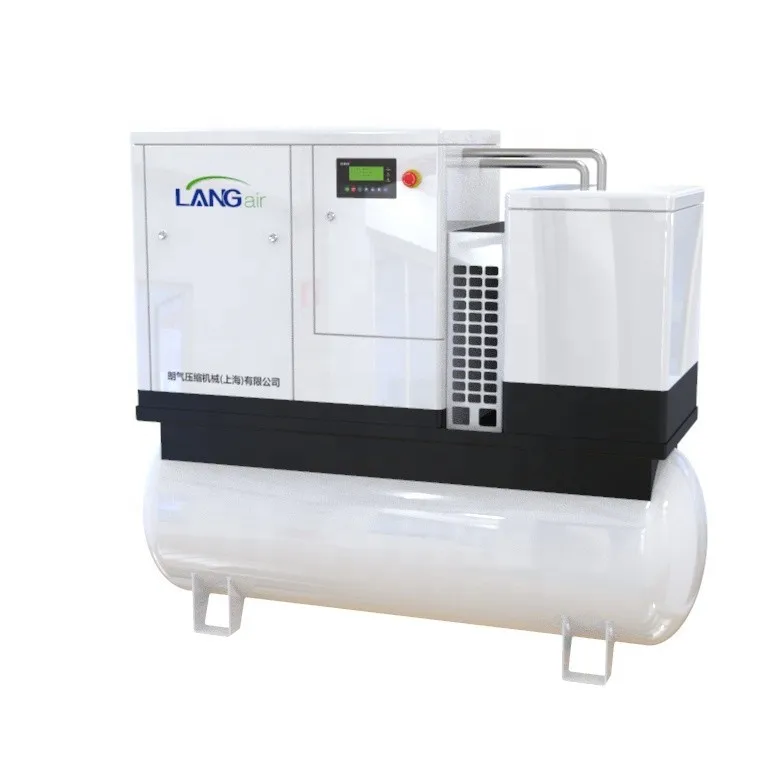 Langair China 10 Hp 7.5kw Integrated High efficiency silent electric combined screw type air compressor