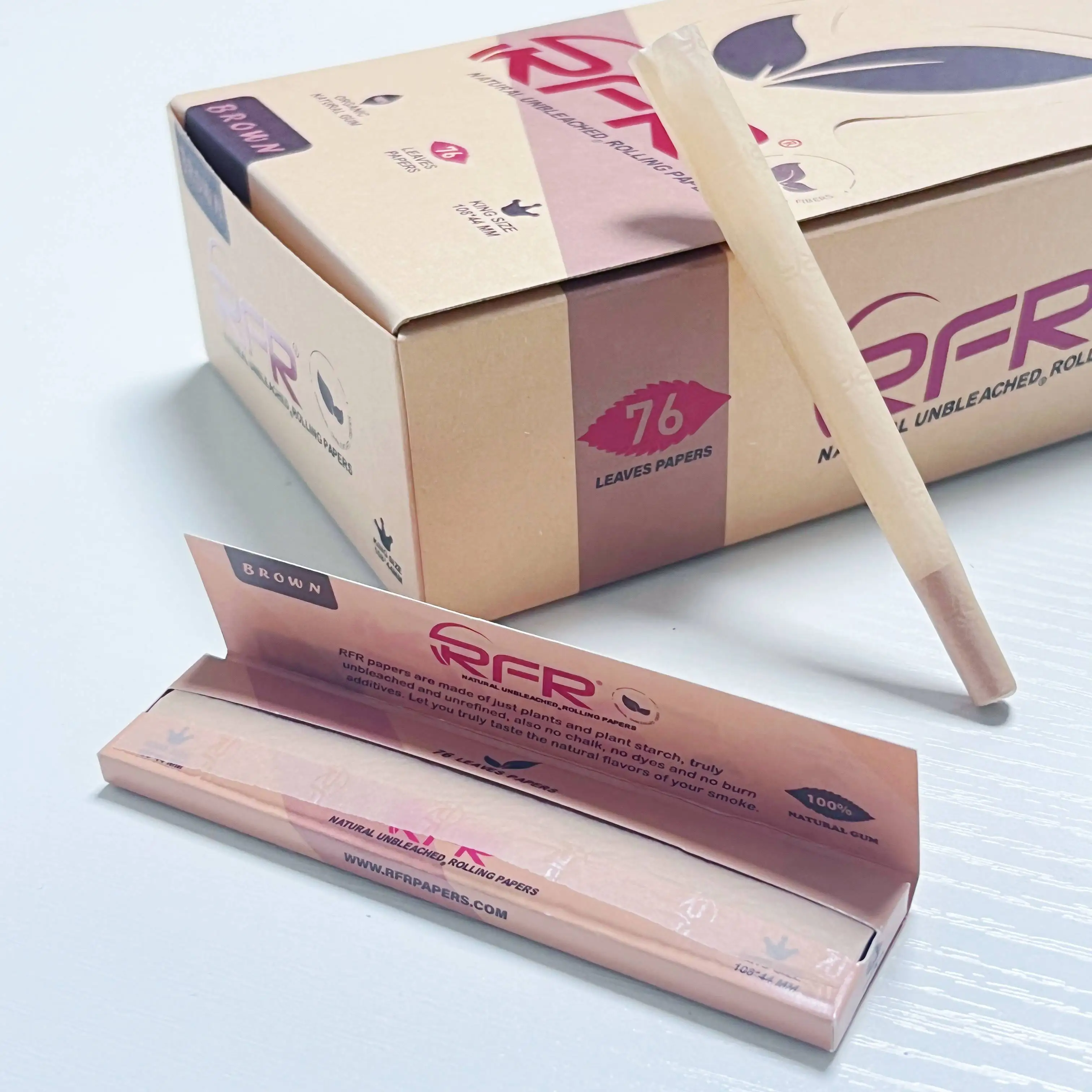 RFR 70 Leaves Natural  Unbleached Brown Papers King Size Ultra Slim Can Custom Your Own Cigarette Rolling Papers for Smoking