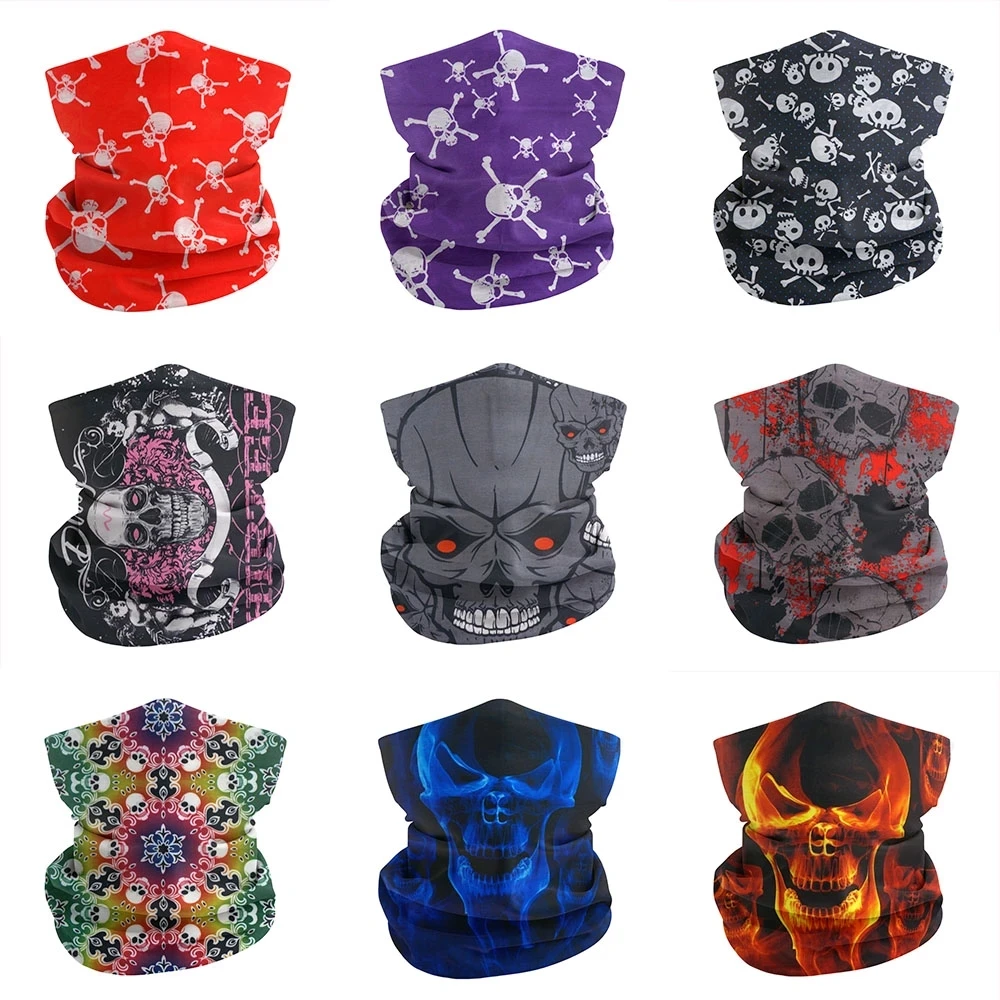 Manufacturer Neck Gaiter Pirate Scarf Elastic Balaclava Headbands Head Scarf Windproof Skull Head Wrap for Sports Neck Warmer