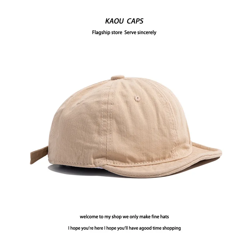 Vintage wash made old short brim solid color five-piece hat with soft top camping baseball cap for men and women