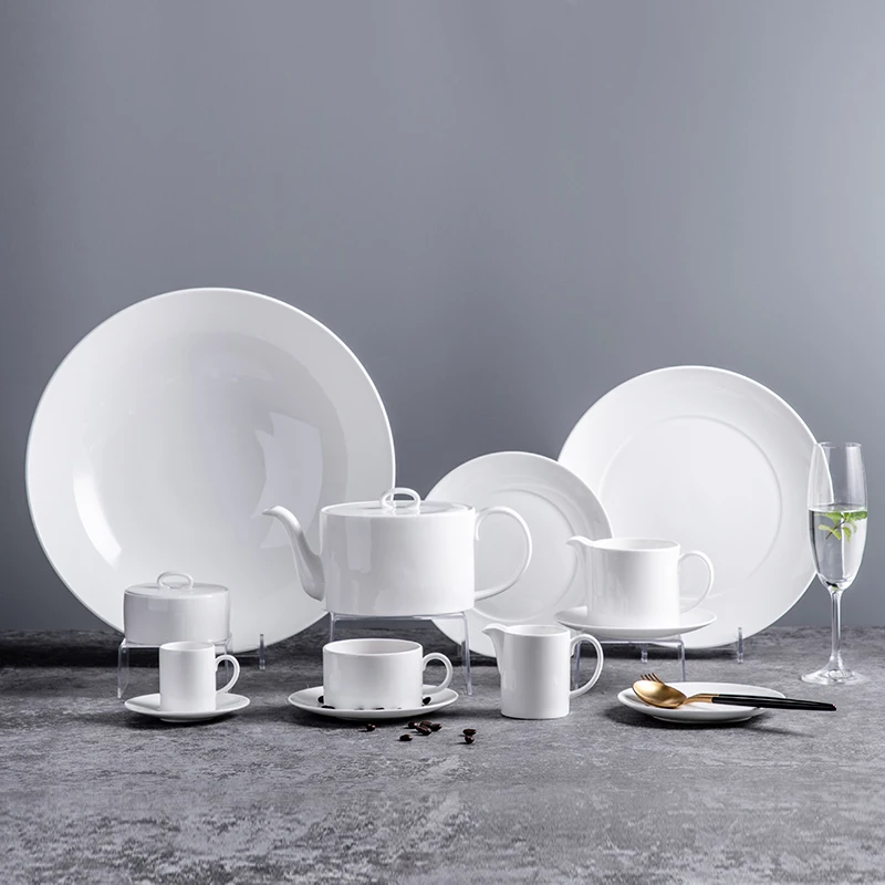 Crockery dinner sets white dinner dinnerware dinner set low moq fork and spoon tableware cutlery set plates for restaurants
