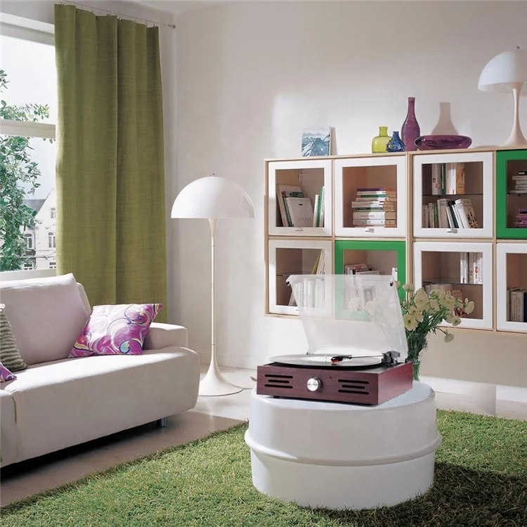 Nostalgic stereo vinyl records player gramophone phonograph three speed record player