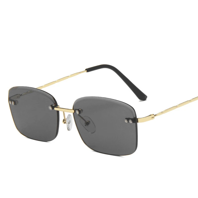 Metal Square Sunglasses European And American Fashion Sun Glasses Simple Rimless Eyewear Ins Style Beach Glasses Meter  fo Men