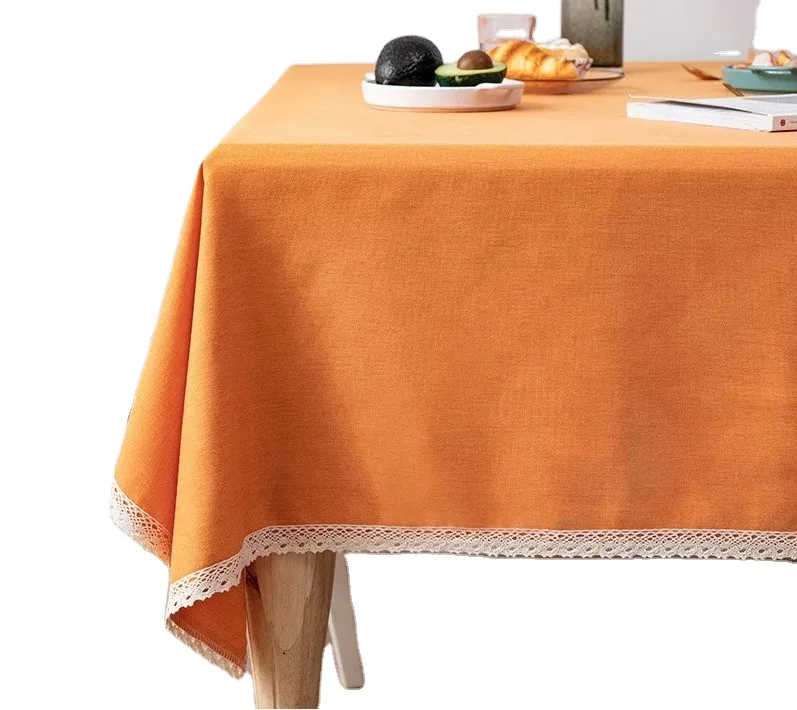 Фабричная ткань из полиэстера, однотонная Водонепроницаемая скатерть, декоративная кружевная маслостойкая хлопковая скатерть