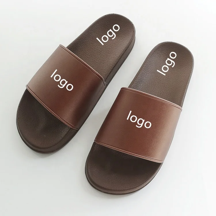 Wholesale Factory Custom Logo Pvc Pu Slippers With Embossed Printing Flip Flops For Company slippers custom logo
