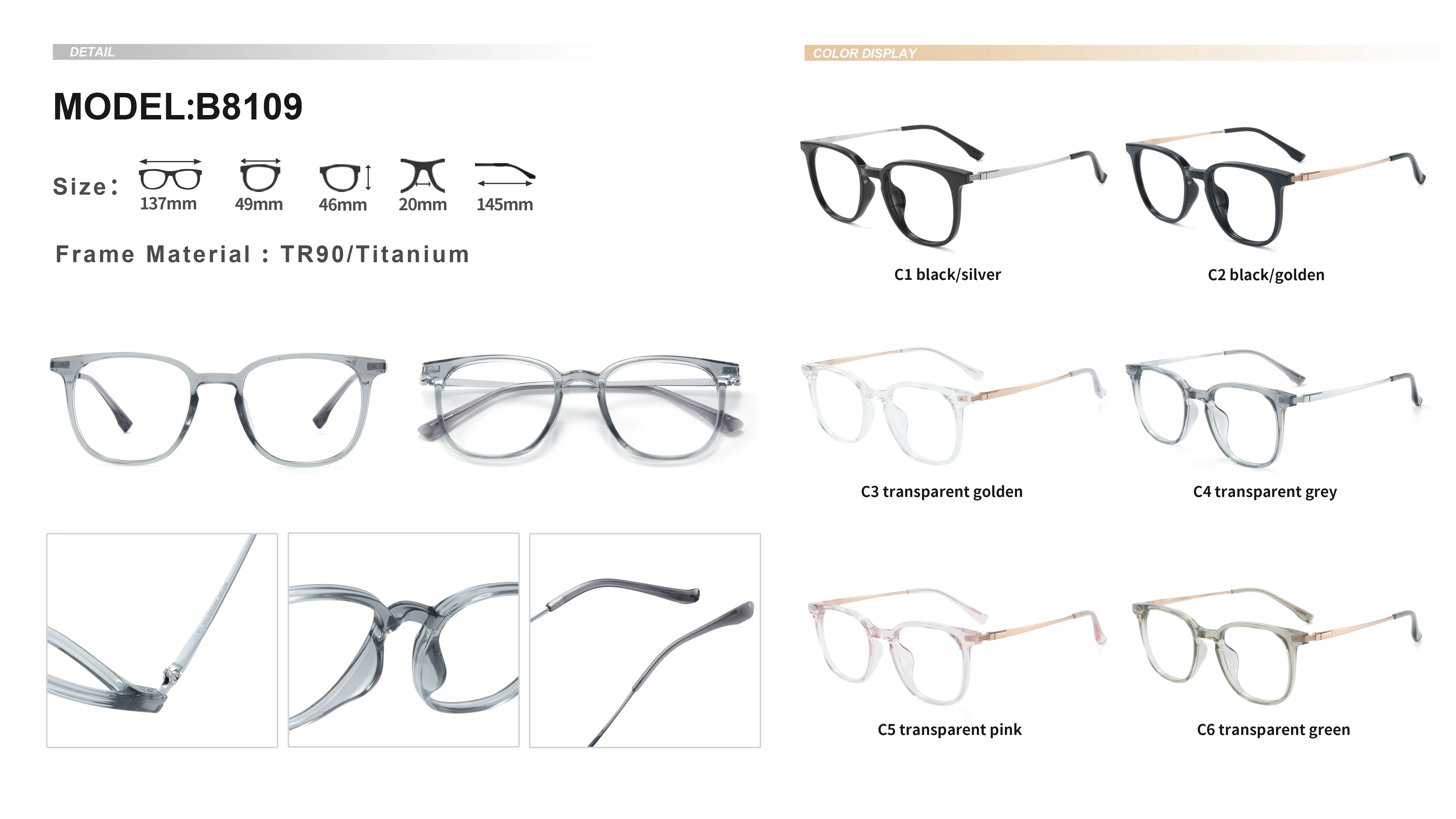 VisualMate 2024 высокое качество выбор TR90 титановая Смешанная оптическая оправа для женщин очков мужчин