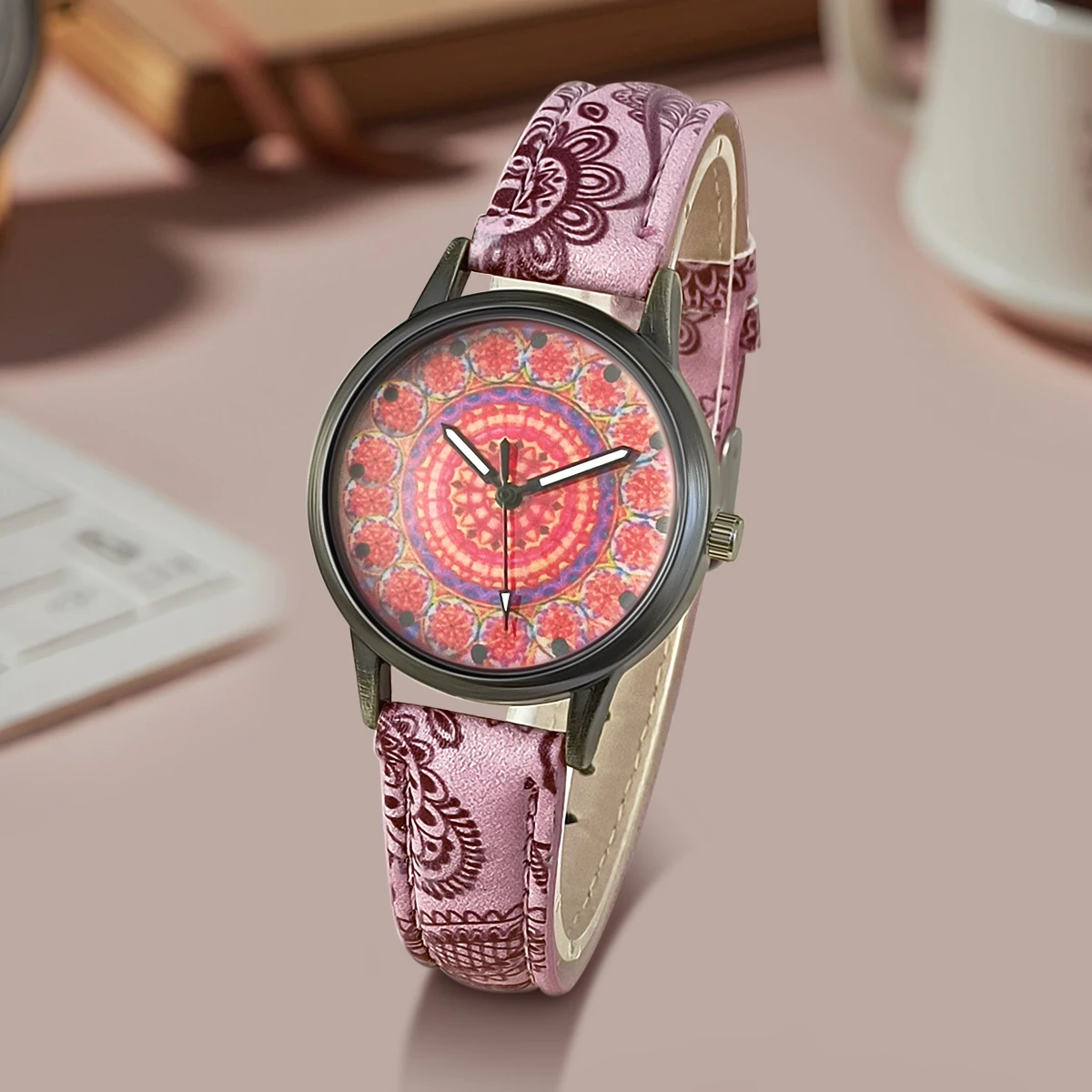 WJ-11451 Flower Slim Leather Strap Vogue Ladies Watch Best Selling Cheap Girls Watches Simple Quartz Latest Women Wrist Watch