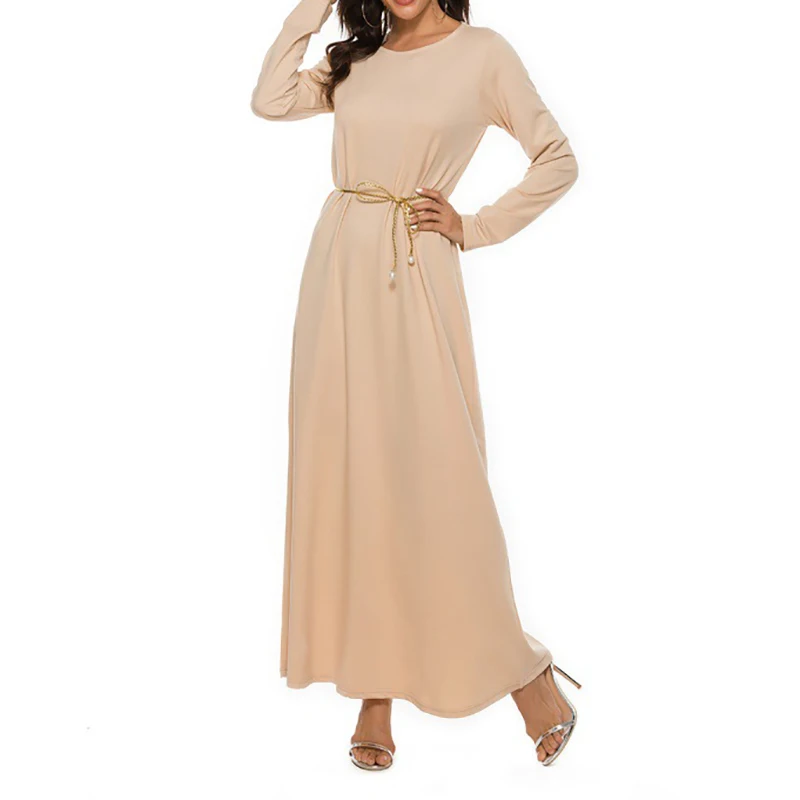 New Middle Eastern robes with long sleeves and round neck dress for Muslim worship