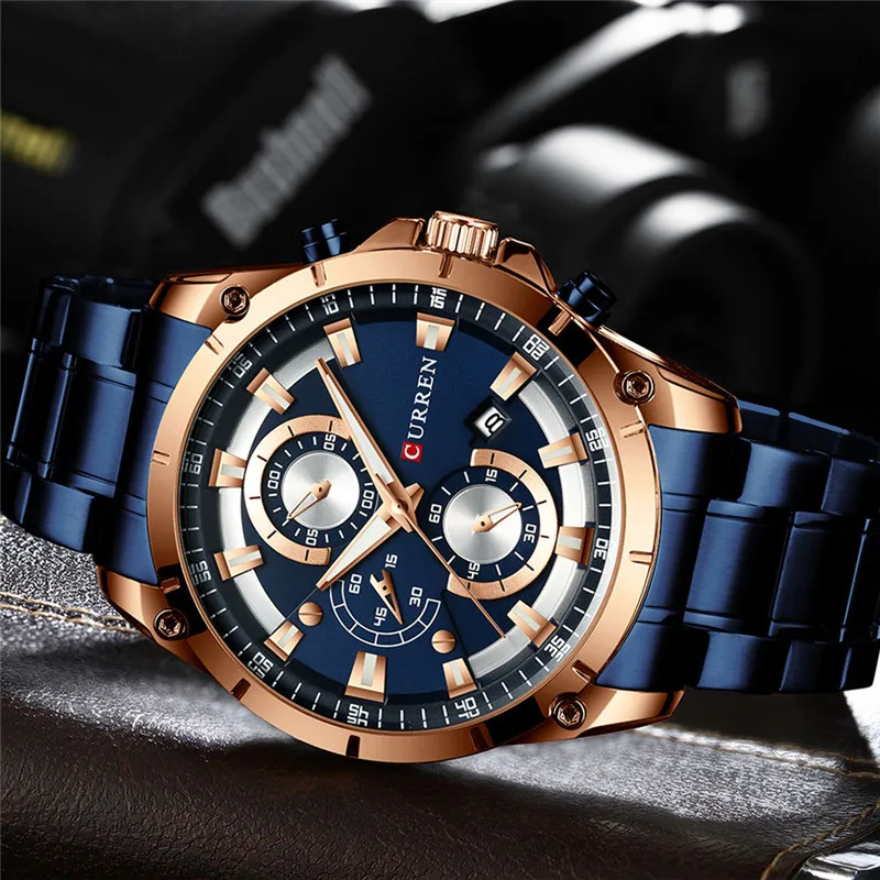new design curren 8360 watches hot sale men curren wristwatch steel band japan quartz movement