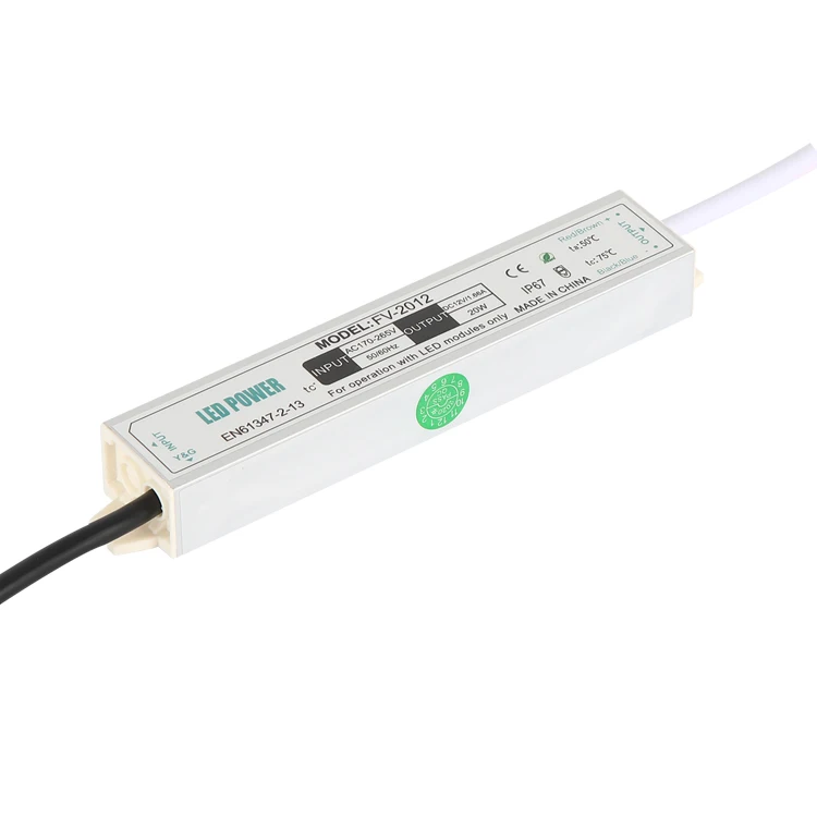 Good heat dissipation DC12V 20W IP67 LED driver waterproof LED driver max 1.66A output current for LED ribbon light