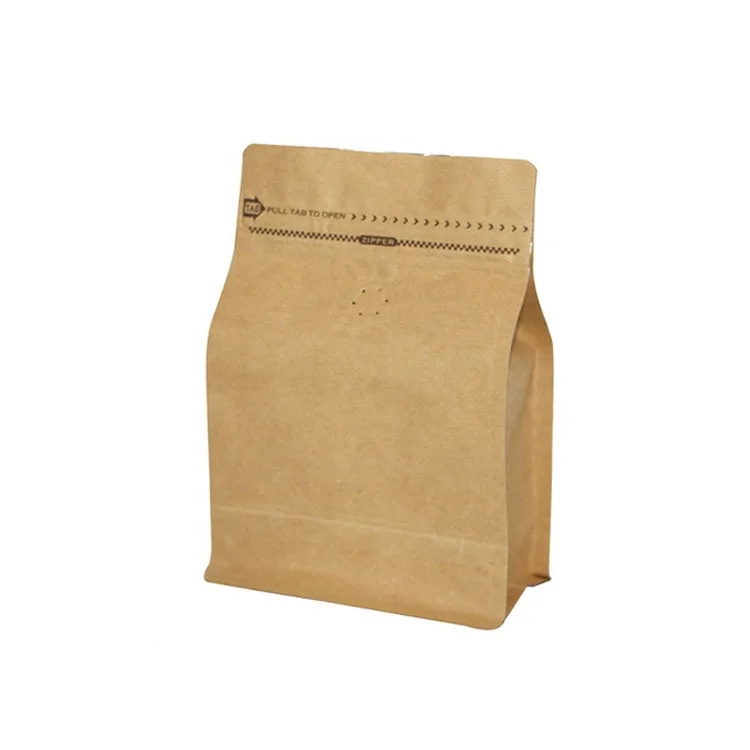 recyclable flat bottom coffee packing bag with valve and zipper
