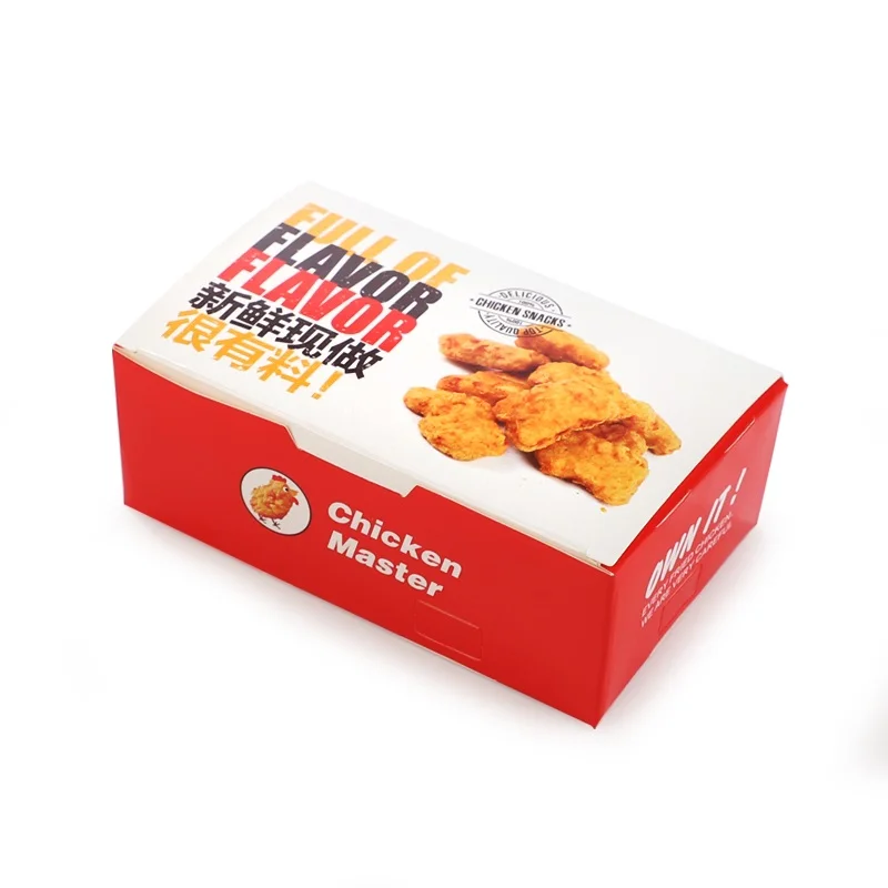 Manufacture take away fast  food  paper box  fried chicken nuggets carton paper food packaging boxes with logo