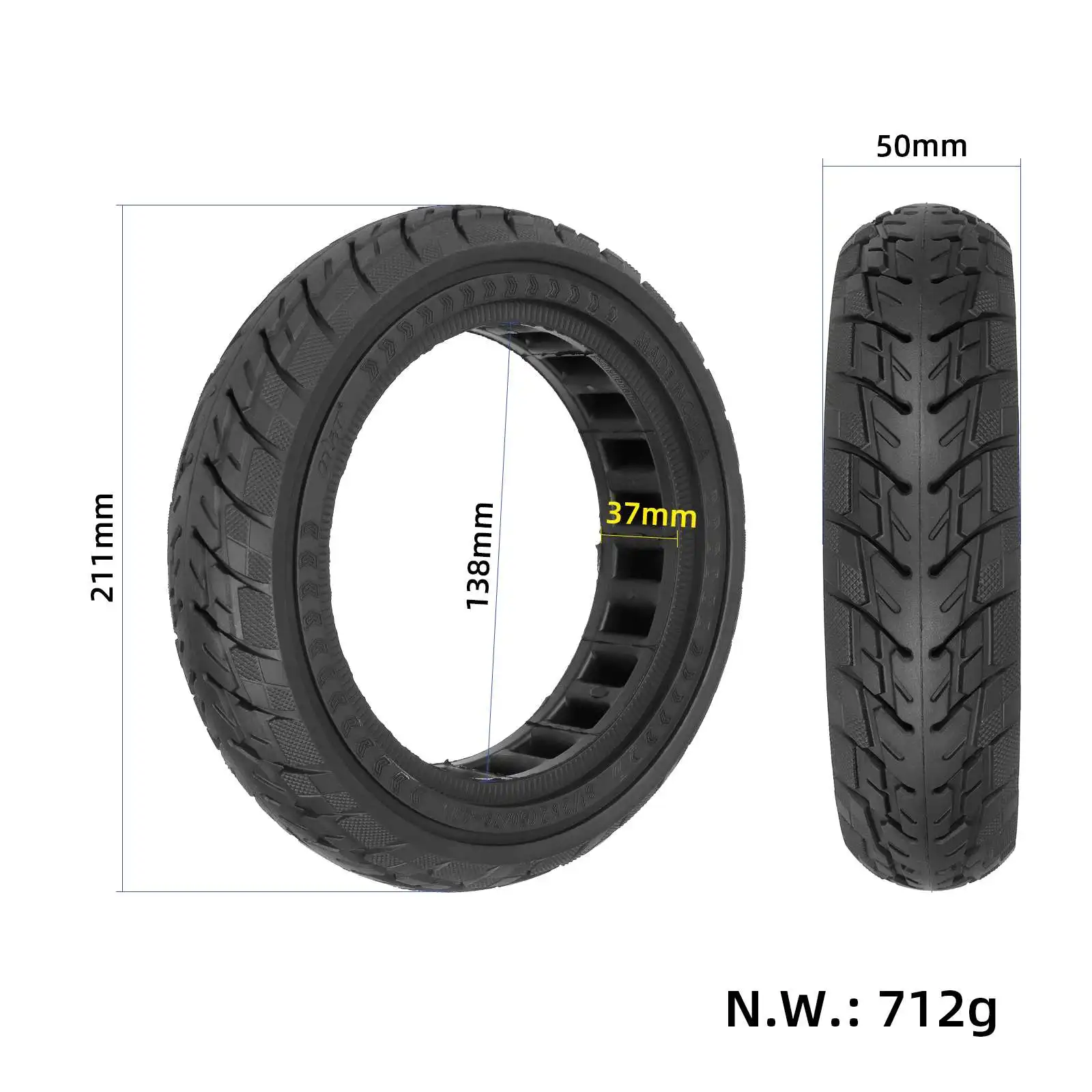 Black Ulip 8 1/2*2(50/75-6.1) off-road solid tire 8.5 inch e-scooter tire replacement for xiaomi m365 1S pro pro2 scooters