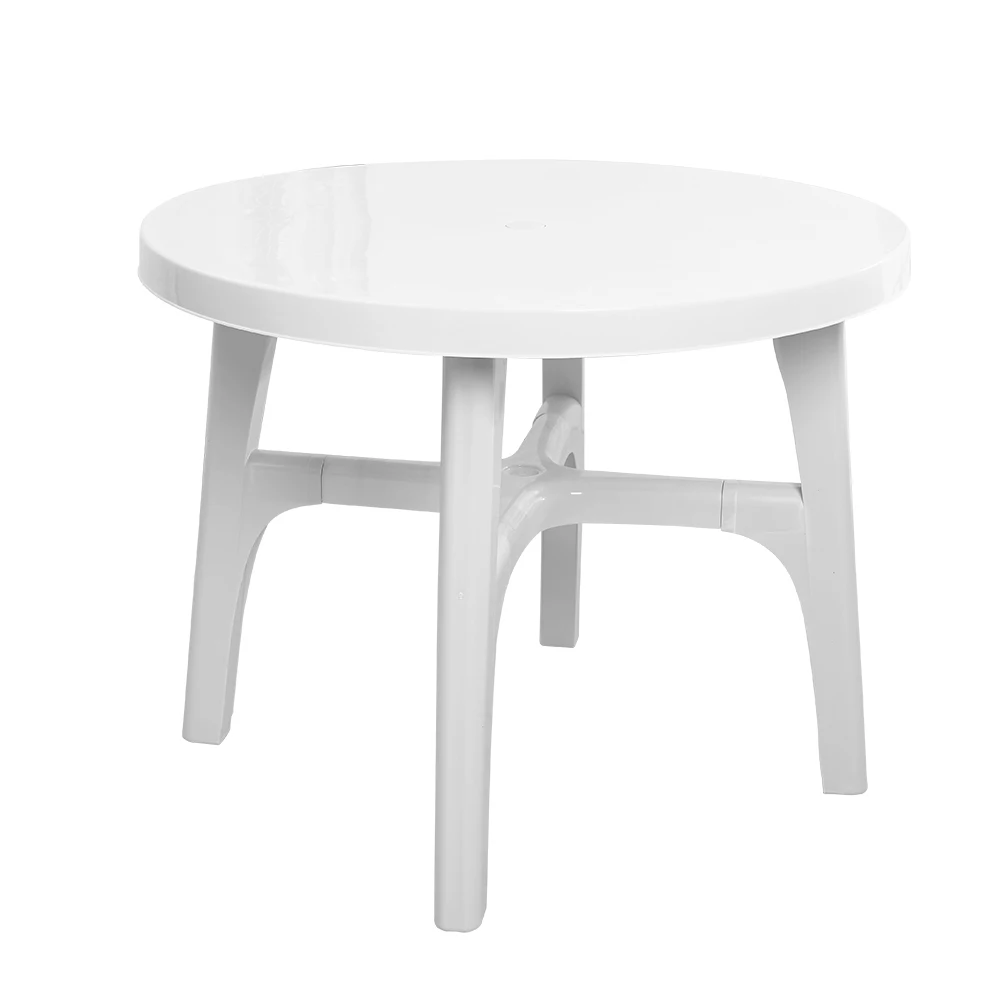 Portable modern outdoor bistro cafe white round plastic table