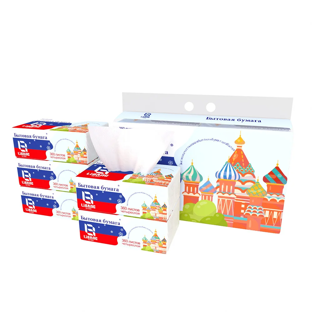 Custom Eco-Friendly 4-Ply Virgin Wood Pulp Disposable Facial Tissue Paper Soft 3-Ply Customized Printed Pack for Home Use