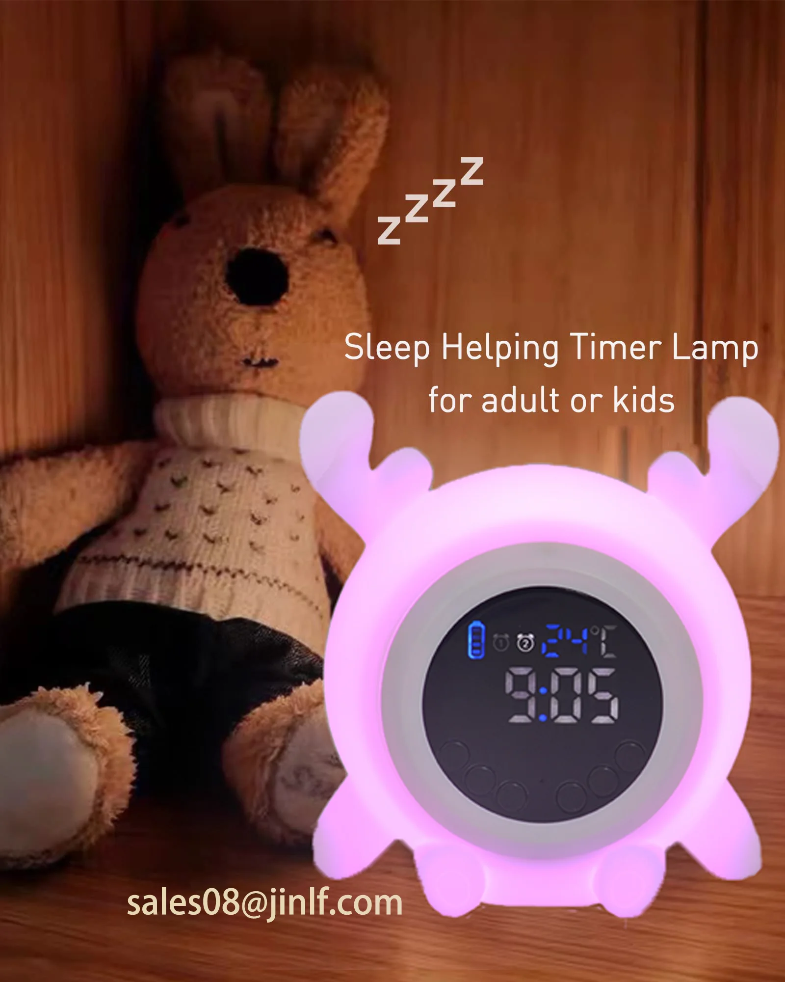 Wholesale Deer Sleep Trainer Clock Lamp Music Speaker Alarm Clock with Night Light Natural Sound with Ok to Wake Alarm Clock