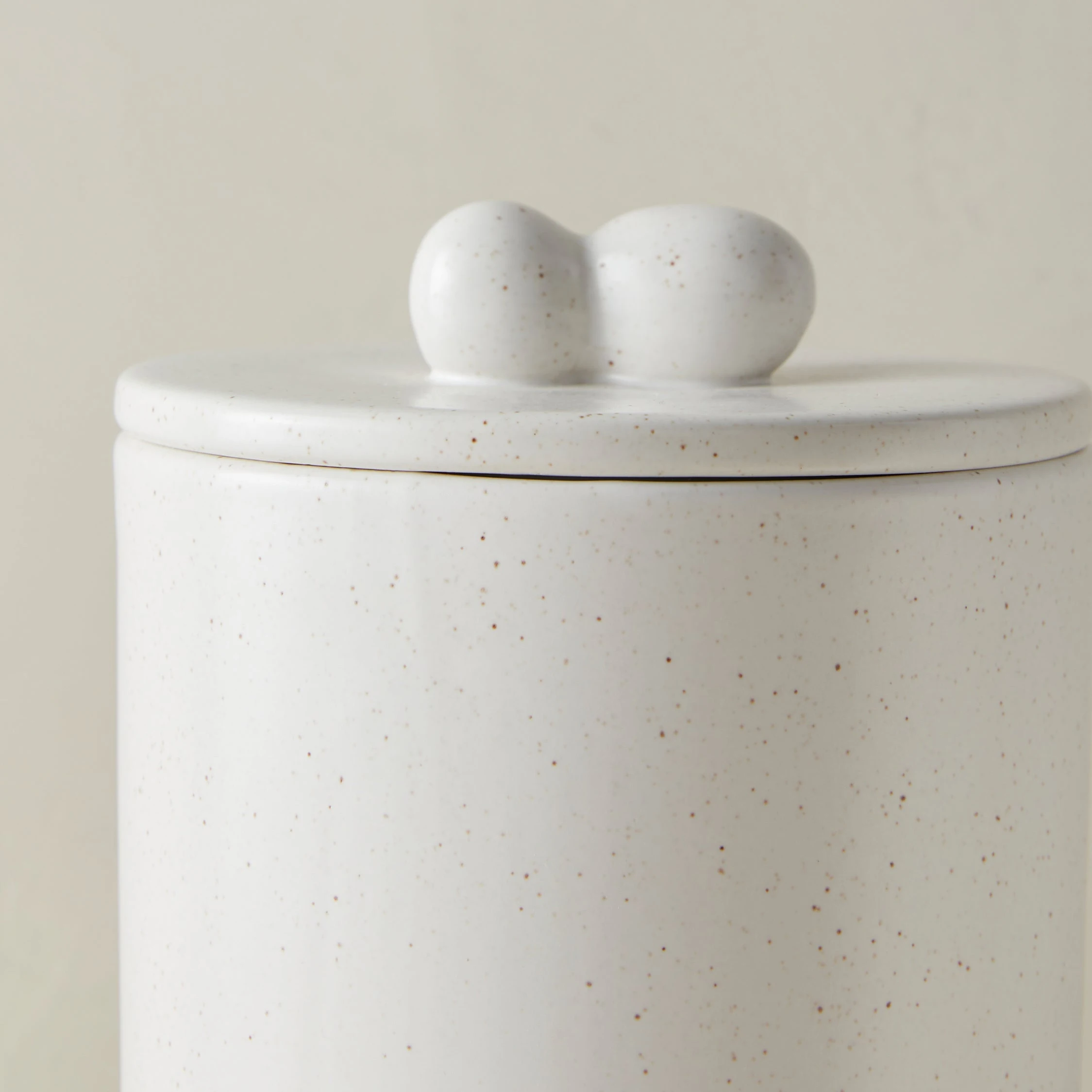 Glamorous flecks glaze matte white stoneware kitchen storage bottles & jars ceramic sugar tea coffee canister with unique lid