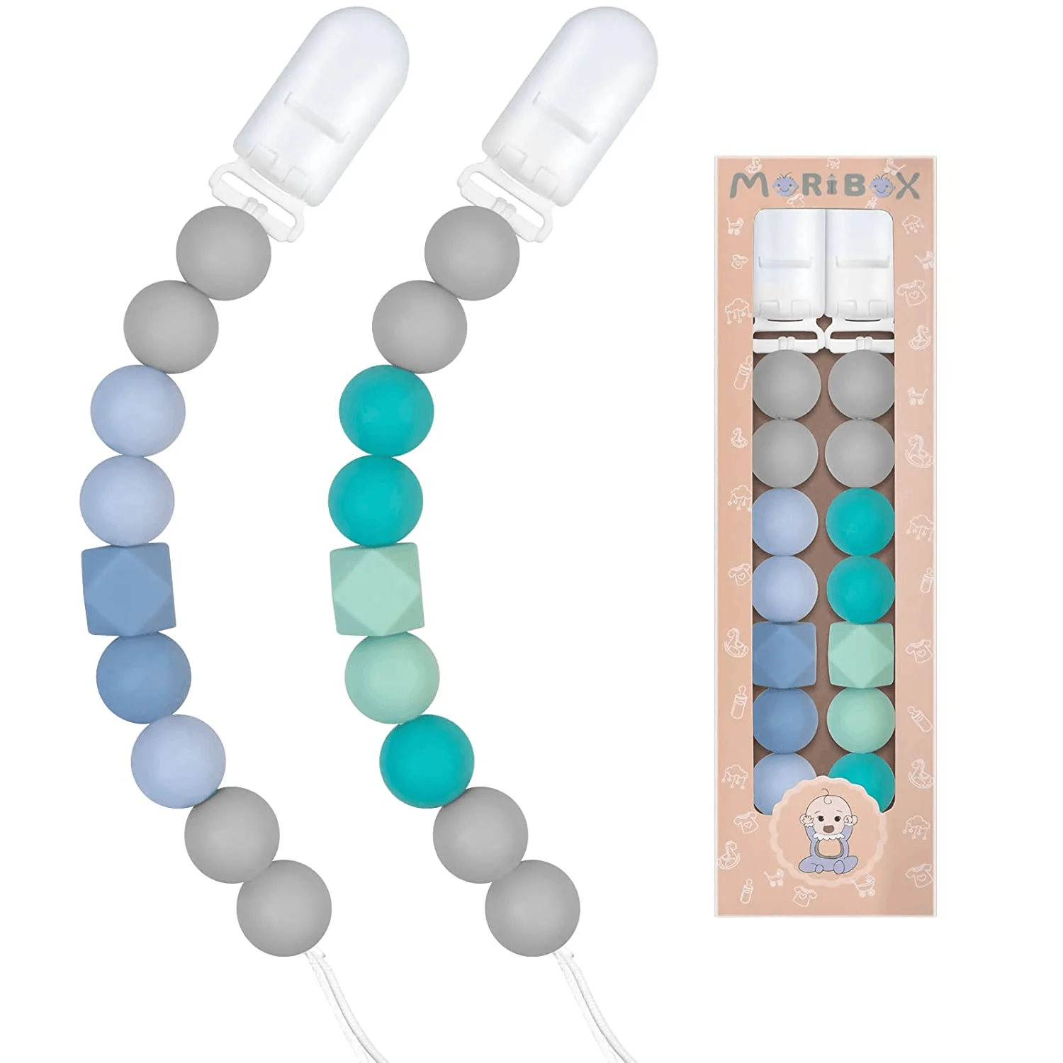 Factory Wholesale Silicone Beaded Baby Pacifier Clip Fall-Proof Infant Teether Feeding Accessories