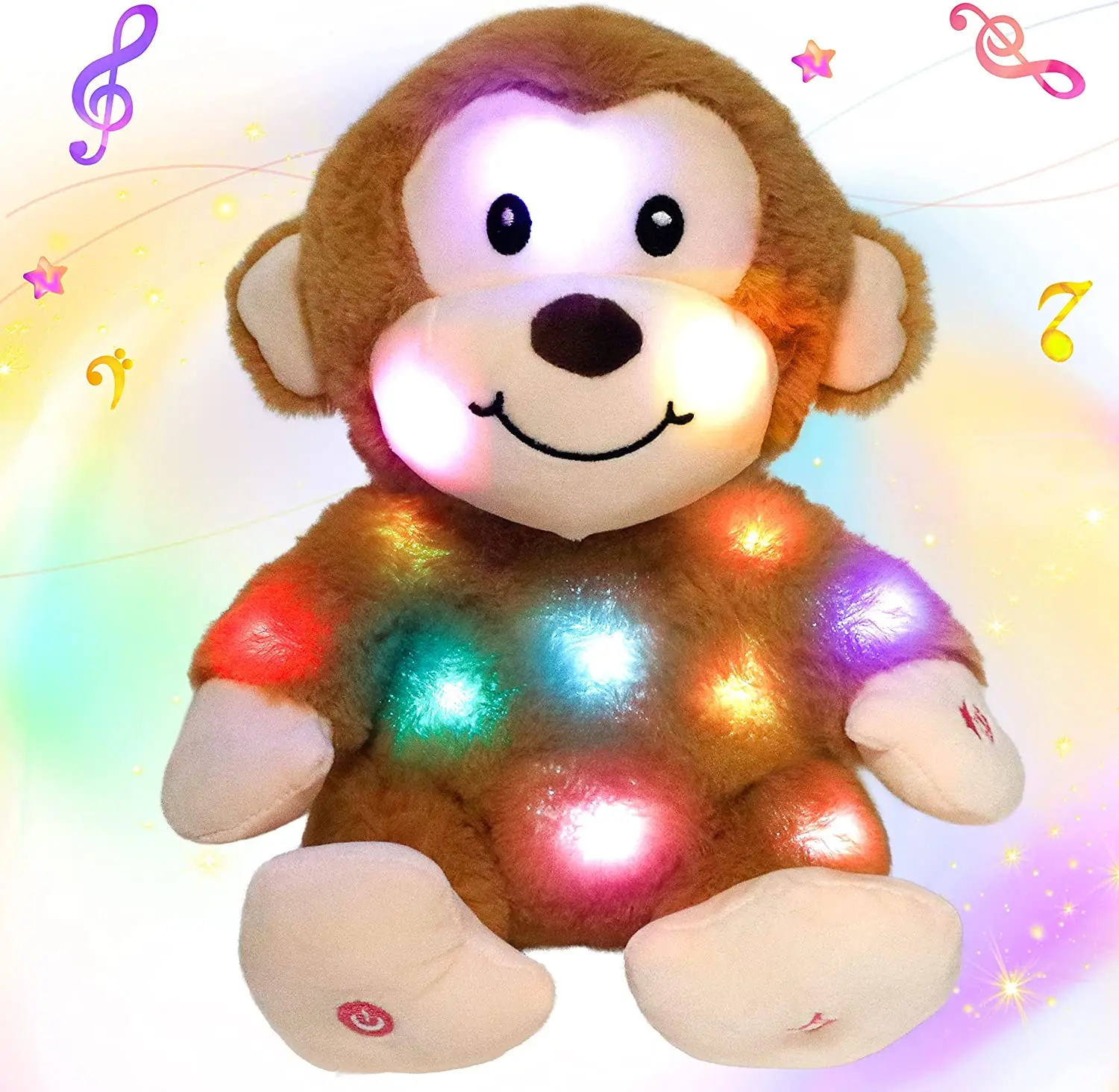 LED Musical Monkey Stuffed Animal Light up Singing Plush Toy