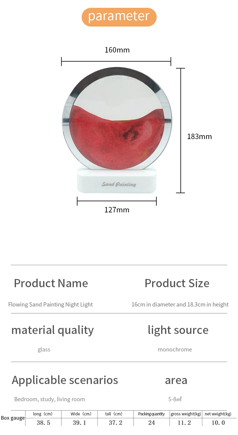 3D Dynamic Moving Sand Picture Lamp LED Light Hourglass Quicksand Painting Table Lamp Flowing Sand Art Decorative Lighting