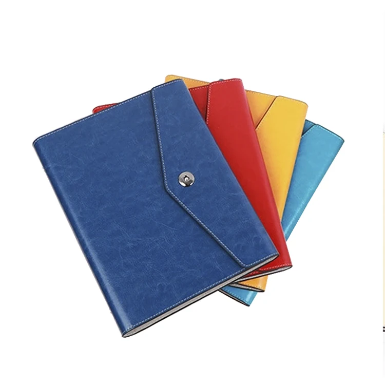 High quality white color PU faux leather metal button closet organizer planner loose-leaf