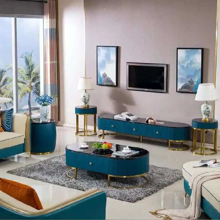 Living Room TV Stand Cabinet Design And Coffee Table Metal Legs TV Stand And Coffee Table Set