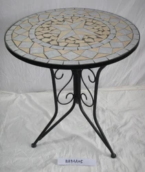 china factory wholesale cheap mosaic marble top metal cast iron garden table