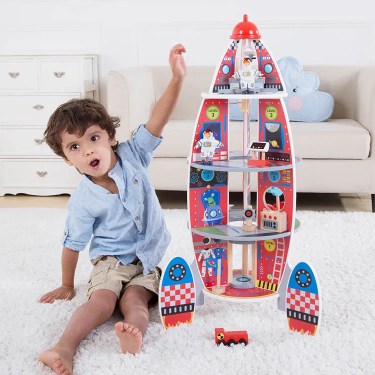 Hot new product bestselling wooden toy Rocket Ship